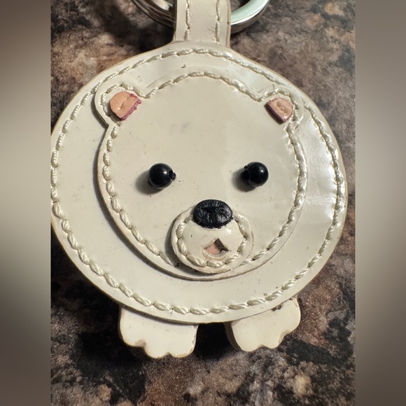 Coach Patent Leather Polar Bear Mink Tail Minky Key Ring Bag Charm - Picture 4 of 8